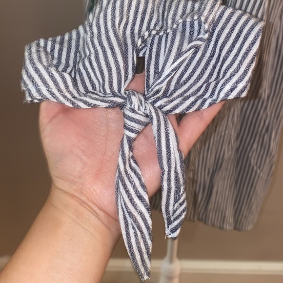 Francesca’s “Blue Rain” Boho Stripe Embroidered 3/4 Sleeve Blouse - Picture 6 of 14